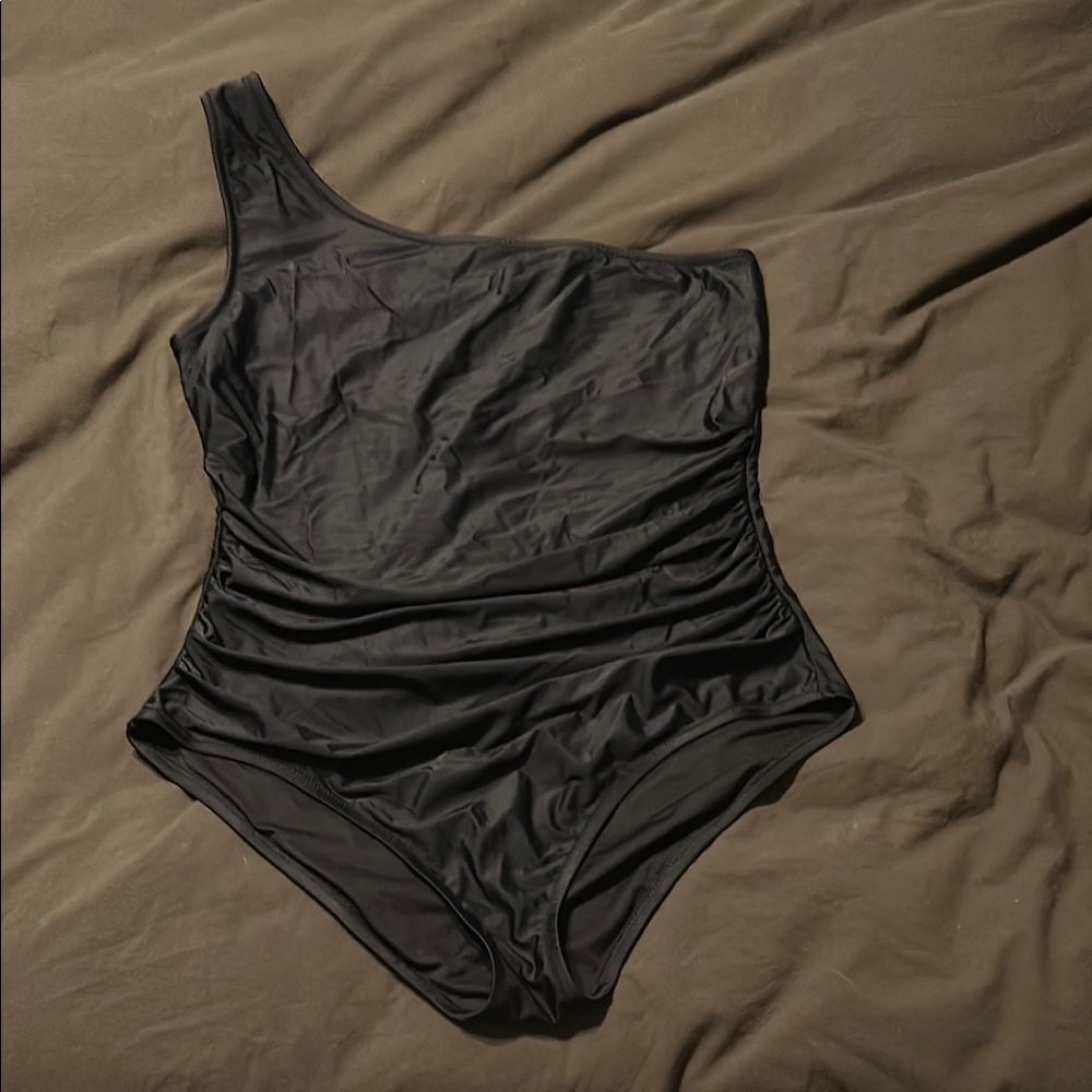JCrew Black One-Shoulder Swimsuit
